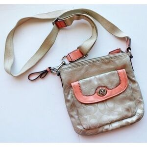 Coach • Tan and Coral Crossbody Purse